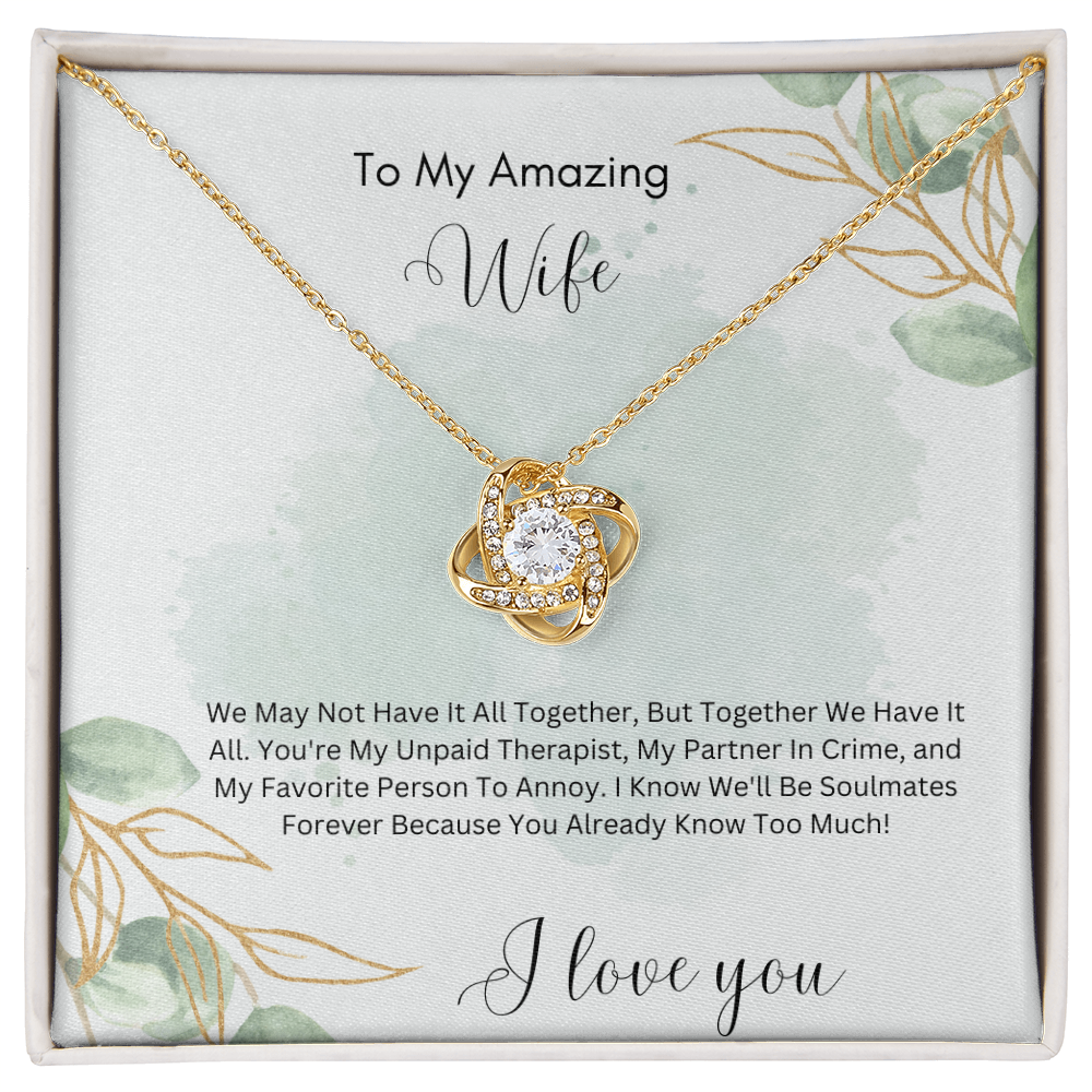 To My Amazing Wife – My Partner in Crime & Favorite Person to Annoy - Funny & Romantic Necklace Gift