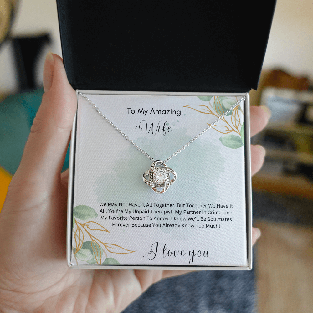 To My Amazing Wife – My Partner in Crime & Favorite Person to Annoy - Funny & Romantic Necklace Gift