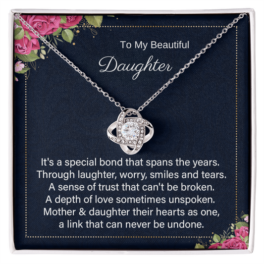 To My Beautiful Daughter – A Bond That Can Never Be Undone - Mother-Daughter Necklace Gift