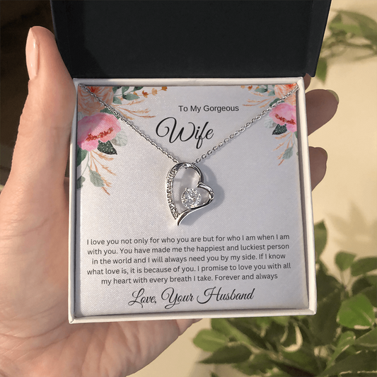 To My Gorgeous Wife – I Promise to Love You with All My Heart - Necklace Gift from Husband